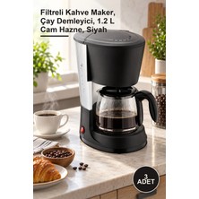 Yenilig 3 Adet Sinbo 2'si 1 Arada Filtre Kahve ve Çay Demleme Makinesi – Filtreli Kahve Maker, Çay Demleyici, 1.2 L Cam Hazne, Siyah