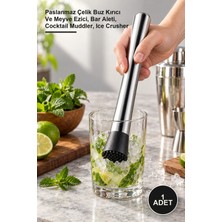 Yenilig 1 Adet Buz Kırma Çubuğu – Paslanmaz Çelik Buz Kırıcı ve Meyve Ezici, Bar Aleti, Cocktail Muddler, Ice Crusher