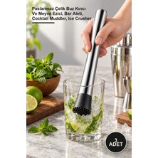 Yenilig 3 Adet Buz Kırma Çubuğu – Paslanmaz Çelik Buz Kırıcı ve Meyve Ezici, Bar Aleti, Cocktail Muddler, Ice Crusher