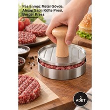 Yenilig 2 Adet 12 cm Hamburger Press – Paslanmaz Metal Gövde, Ahşap Saplı Köfte Presi, Burger Press