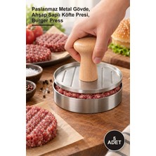 Yenilig 5 Adet 12 cm Hamburger Press – Paslanmaz Metal Gövde, Ahşap Saplı Köfte Presi, Burger Press