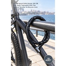 Yenilig 10 Adet Motor Bisiklet Kilidi – 22 mm Spiral Çelik Gövde 100 cm Pvc Kaplı Taşınabilir Kilit Tüp Anahtar Scooter ve Bicycle Lock
