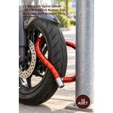 Yenilig 10 Adet Motor Bisiklet Kilidi – 22 mm Çelik Spiral Gövde 150 cm Uzunluk Kırmızı Tüp Anahtarlı Bike Scooter Lock