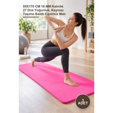 Yenilig 3 Adet Pilates Yoga Matı – 55X170 cm 16 mm Kalınlık 27 Dns Yoğunluk, Kaymaz Taşıma Bantlı Egzersiz Matı