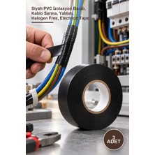 Yenilig 3 Adet Elektrik Izole Bant – Siyah Pvc Izolasyon Bandı, Kablo Sarma, Yalıtım, Halogen Free, Electrical Tape