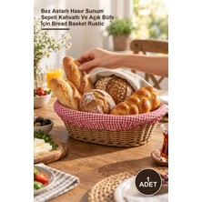 Yenilig 1 Adet Oval Renkli Bezli Ip Hasır Ekmek Sepeti – Bez Astarlı Hasır Sunum Sepeti Kahvaltı ve Açık Büfe Için Bread Basket Rustic