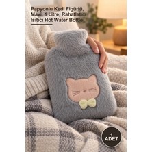 Yenilig 1 Adet Peluş Sıcak Su Torbası – Papyonlu Kedi Figürlü, Mavi, 1 Litre, Rahatlatıcı Isıtıcı Hot Water Bottle