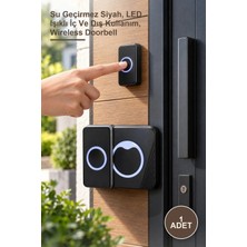 Yenilig 1 Adet Kablosuz Kapı Zili – Su Geçirmez Siyah, LED Işıklı Iç ve Dış Kullanım, Wireless Doorbell