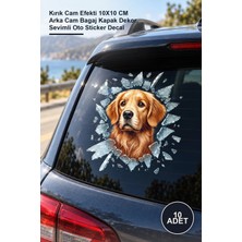 Yenilig 10 Adet Köpek Tasarımlı Araç Stickerı – Kırık Cam Efekti 10X10 cm Arka Cam Bagaj Kapak Dekor, Sevimli Oto Sticker Decal
