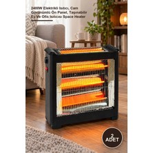 Yenilig 2 Adet Şömine Tipi Isıtıcı Soba – 2400W Elektrikli Isıtıcı, Cam Görünümlü Ön Panel, Taşınabilir Ev ve Ofis Isıtıcısı Space Heater
