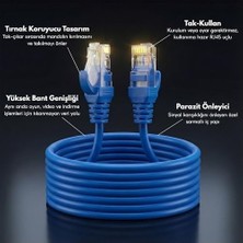 Mabelme Store Cat6 Ethernet Kablosu (5 Metre) - 1000 Mbps’e Kadar Veri Aktarımı - Fabrikasyon RJ45 Konnektörlü - Mavi