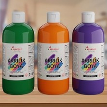 Mabelme Store Yeşil, Mor, Turuncu Akrilik Boya 3'lü Set 3X500 gr