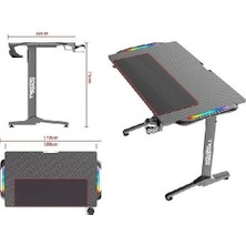 Mabelme Store Prime Twısted Mınds T Desıgn TM-T-1060-RGB Karbon Fiber E-Spor Oyuncu Masası