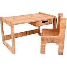 Mabelme Store Prime Tek Kişilik Çekmeceli Ahşap Çocuk Oyun & Aktivite Masa ve Takımı - 18MM Ceviz Renk Mdf
