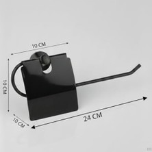 Mabelme Store Prime Yapışkanlı Tuvalet Kağıdı Askısı | Kapaklı Paslanmaz Metal Wc Kağıtlık | 10 * 10 cm Siyah Renk | Delmesiz Kolay Kurulum