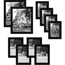 Mabelme Store Prime 10 Parça Siyah Resim Çerçevesi Seti | 8X10, 5x7 ve 4x6 Boyutlarını Içerir. Kırılmaya Dayanıklı Cam. Asma Donanımı Dahildir!