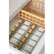 Mabelme Store Prime Hava ve Nem Korumalı Bambu Kapaklı Cam Baharatlık Seti 12'li (120 Ml)