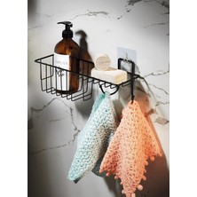 Mabelme Store Prime Banyo Düzenleyici Şampuanlık Duş Rafı Siyah Aş-01 Krom