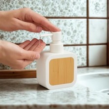 Mabelme Store Prime Mat Sabunluk | Ahşap Desenli Lüks, Ergonomik Tasarım, Ahşap Dispenser (Beyaz)