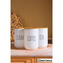 Mabelme Store Prime Beyaz Cam Kahve, Şeker ve Çay Saklama Kavanoz Seti Hava Geçirmez (3'lü Set) Baharatlık