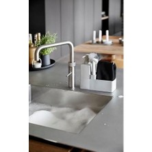 Mabelme Store Prime Geschirrspülset, Spülorganizer Mit Seifenspender/spülmittelspender, Spültuch Und Spülbürste, 19 x 6 x 20,5 Cm, Set Mit 4 Teilen, Warm Grey (Grau