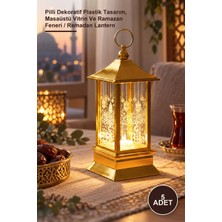 Yenilig 5 Adet Ramazan Temalı Gold Kare Kubbe LED Lamba – Pilli Dekoratif Plastik Tasarım, Masaüstü Vitrin ve Ramazan Feneri / Ramadan Lantern