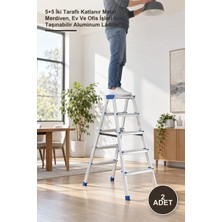 Yenilig 2 Adet Çift Basamaklı Alüminyum Merdiven – 5+5 Iki Taraflı Katlanır Metal Merdiven, Ev ve Ofis Işleri Için, Taşınabilir Aluminum Ladder