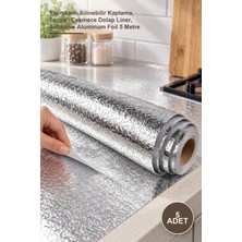 Yenilig 5 Adet Alüminyum Folyo Mutfak Koruyucu – Yapışkanlı Silinebilir Kaplama, Tezgah Çekmece Dolap Liner, Adhesive Aluminum Foil 5 Metre