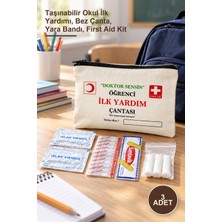 Yenilig 3 Adet Bez Çantalı Öğrenci Ilk Yardım Seti – Taşınabilir Okul Ilk Yardımı, Bez Çanta, Yara Bandı, First Aid Kit