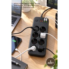 Yenilig 2 Adet Termal Akım Korumalı Uzatma Kablosu – 8 Priz 4 Usb, 2 Metre Kablo, Gerçek Bakır Iletken, Kısa Devre Koruması, Power Strip Extension Lead