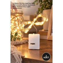 Yenilig 3 Adet Peri LED Işık – 1.5 Metre Pilli Gün Işığı Ince Bakır Tel Dekoratif Iç Mekan Aydınlatma Masa Süsleme Fairy Lights