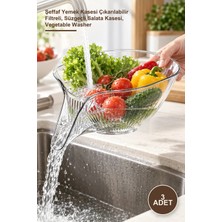 Yenilig 3 Adet Meyve Sebze Yıkama Süzgeci – Şeffaf Yemek Kasesi Çıkarılabilir Filtreli, Süzgeçli Salata Kasesi, Vegetable Washer