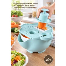Yenilig 4 Adet Çok Fonksiyonlu Salata Aparatı – Süzgeçli Doğrayıcı Kase, Rende ve Dilimleyici, Sebze Meyve Yıkama Süzgeci, Salad Maker