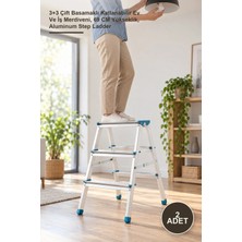Yenilig 2 Adet Alüminyum Merdiven – 3+3 Çift Basamaklı Katlanabilir Ev ve Iş Merdiveni, 69 cm Yükseklik, Aluminum Step Ladder