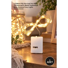 Yenilig 1 Adet Peri LED Işık – 1.5 Metre Pilli Gün Işığı Ince Bakır Tel Dekoratif Iç Mekan Aydınlatma Masa Süsleme Fairy Lights