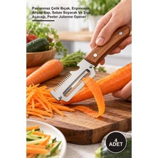 Yenilig 4 Adet Çok Amaçlı Jülyen Bıçağı – Paslanmaz Çelik Bıçak, Ergonomik Ahşap Sap, Sebze Soyacak ve Şişe Açacağı, Peeler Julienne Opener