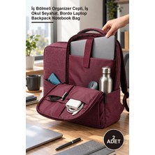 Yenilig 2 Adet Bilgisayar Sırt Çantası – Iç Bölmeli Organizer Cepli, Iş Okul Seyahat, Bordo Laptop Backpack Notebook Bag