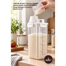 Yenilig 2 Adet Ölçü Kabı Kapaklı Bakliyat Saklama Kabı – 1800 ml Kulplu Tasarım, Ölçüllü Şeffaf Gövde, Sızdırmaz Kapak, Food Storage Container