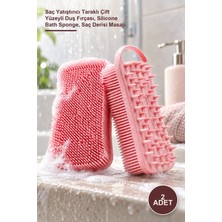 Yenilig 2 Adet Çift Taraflı Silikon Duş Masaj Lifi – Saç Yatıştırıcı Taraklı Çift Yüzeyli Duş Fırçası, Silicone Bath Sponge, Saç Derisi Masajı