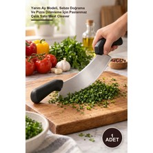 Yenilig 1 Adet Satır Kıyma Bıçağı – Yarım Ay Modeli, Sebze Doğrama ve Pizza Dilimleme Için Paslanmaz Çelik Satır/meat Cleaver