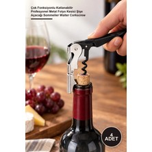 Yenilig 4 Adet Garson Tipi Tirbuşon – Çok Fonksiyonlu Katlanabilir Profesyonel Metal Folyo Kesici Şişe Açacağı Sommelier Waiter Corkscrew