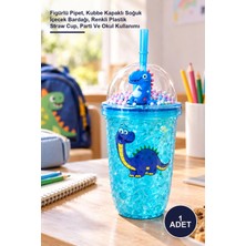 Yenilig 1 Adet Pipetli Bardak – Figürlü Pipet, Kubbe Kapaklı Soğuk Içecek Bardağı, Renkli Plastik Straw Cup, Parti ve Okul Kullanımı