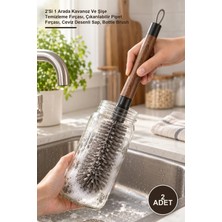 Yenilig 2 Adet Kavanoz Fırçası – 2'si 1 Arada Kavanoz ve Şişe Temizleme Fırçası, Çıkarılabilir Pipet Fırçası, Ceviz Desenli Sap, Bottle Brush