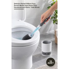 Yenilig 10 Adet Tuvalet Fırçası – Deterjan Hazneli Silikon Fırça, Duvara Monte Veya Zemin Üstü, Havalandırmalı Hazne, Toilet Brush