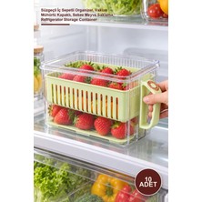 Yenilig 10 Adet Buzdolabı Saklama Kabı – Süzgeçli Iç Sepetli Organizer, Vakum Mühürlü Kapaklı, Sebze Meyve Saklama, Refrigerator Storage Container