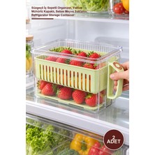 Yenilig 2 Adet Buzdolabı Saklama Kabı – Süzgeçli Iç Sepetli Organizer, Vakum Mühürlü Kapaklı, Sebze Meyve Saklama, Refrigerator Storage Container