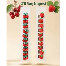 The Littles Kids Meyveli Saç Küpesi - Saç Halkası Çocuklar ve Yetişkinler Için 10 Adet Kiraz - 10 Adet Çilek Model