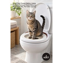 Yenilig 3 Adet Kedi Tuvalet Eğitim Seti – Klozet Üstü Tuvalet Eğitimi, Catnip Destekli, Yumuşak Plastik Malzeme, Kum Tasarruflu, Pet Toilet Training