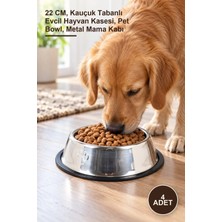 Yenilig 4 Adet Paslanmaz Çelik Mama Kabı – 22 Cm, Kauçuk Tabanlı Evcil Hayvan Kasesi, Pet Bowl, Metal Mama Kabı