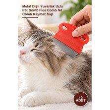 Yenilig 10 Adet Kedi Köpek Bit Pire Tarağı – Metal Dişli Yuvarlak Uçlu Pet Comb Flea Comb Nit Comb Kaymaz Sap